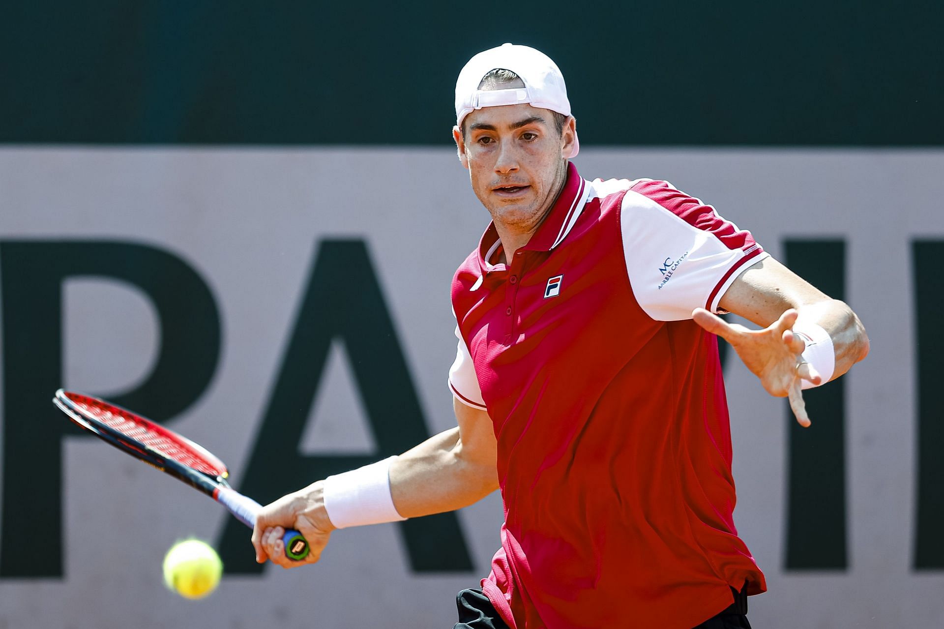 John Isner pictured playing a forehand [Source: Getty]