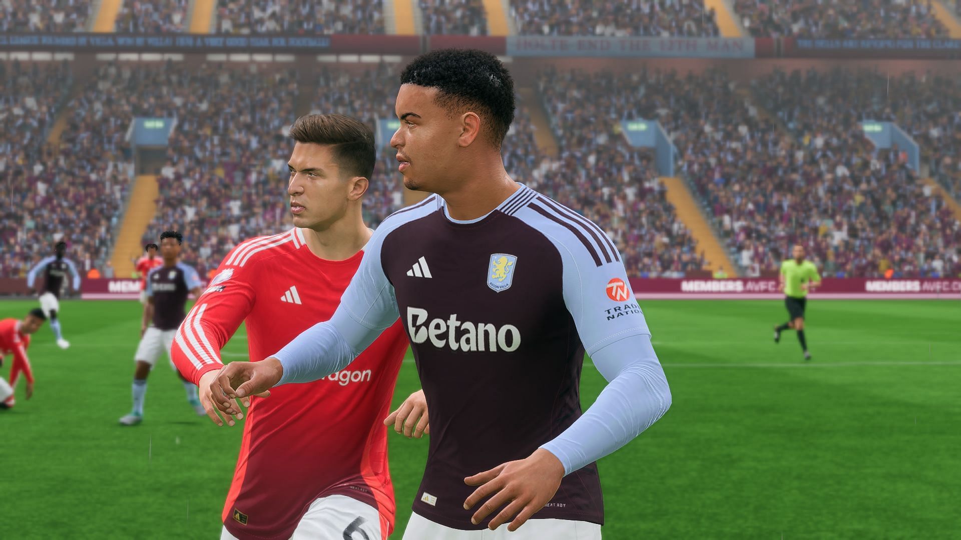 Aston Villa against Manchester United in FC 25 (Image via EA Sports)