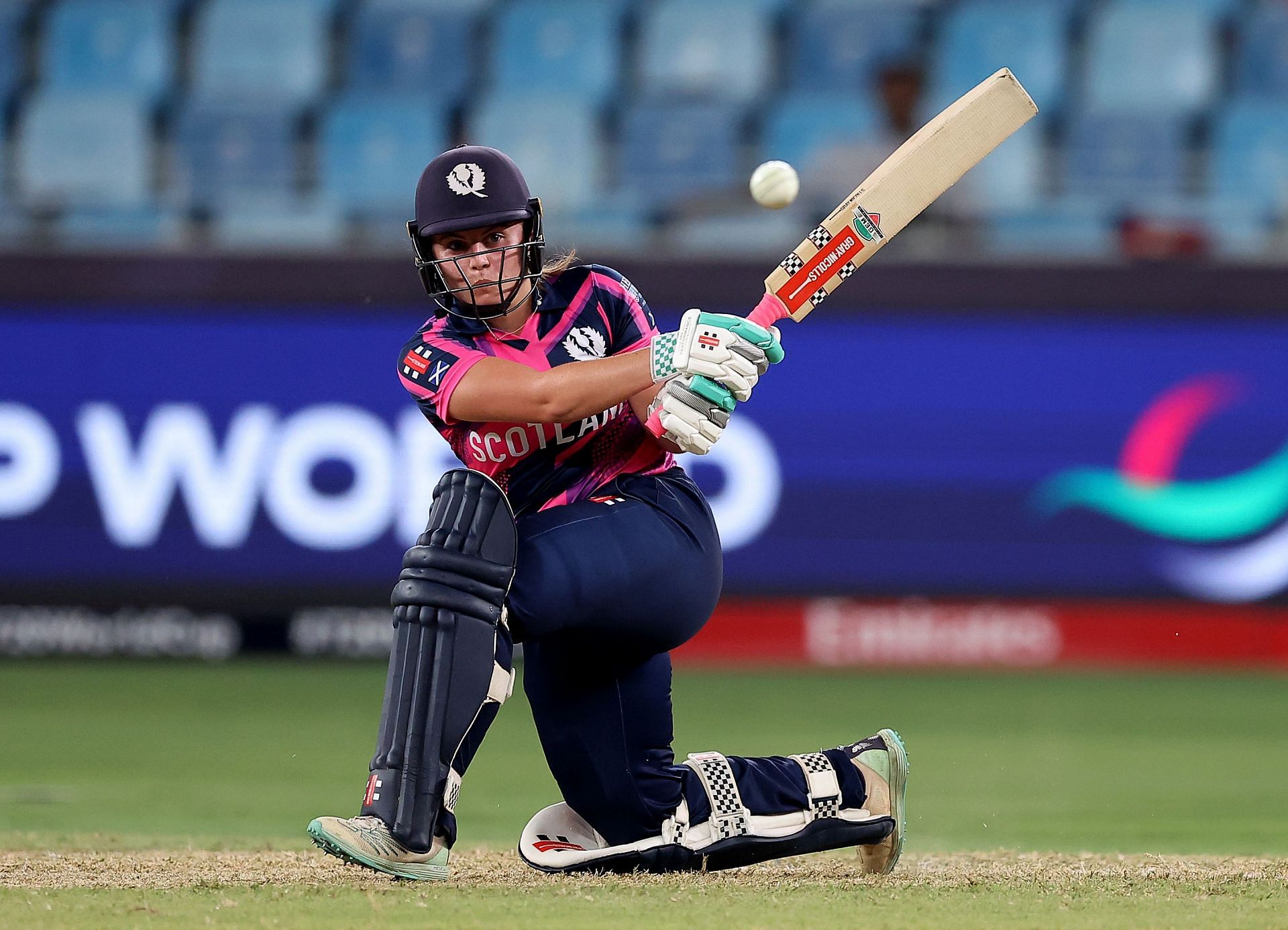 Ailsa Lister taking on the West Indies bowlers.