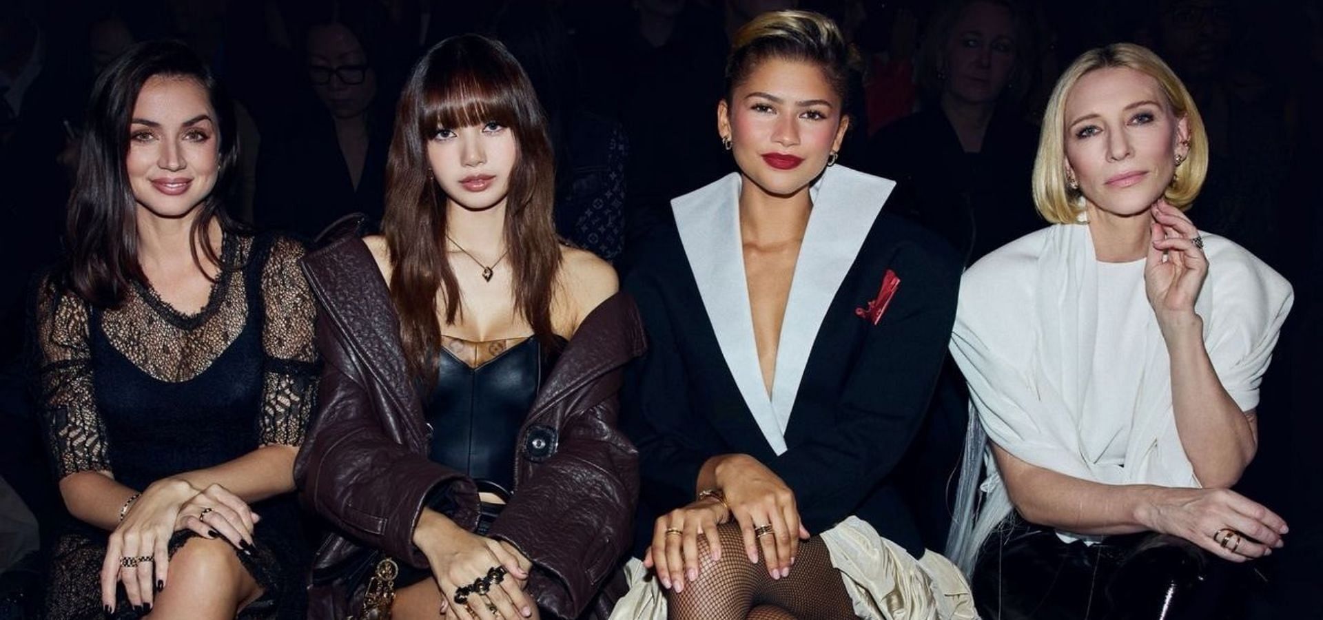 BLACKPINK&rsquo;s Lisa and Zendaya vibing together at Louis Vuitton SS25 show in Paris. (Image via X/@WORLDMUSICAWARD)