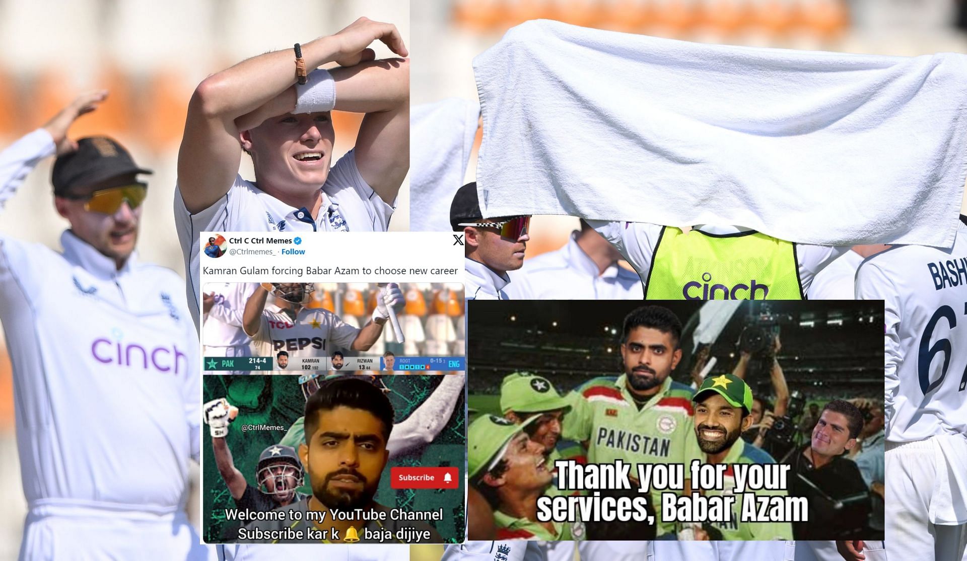 Fans react after Day 1 of the 2nd Test. (Image: X - @englandcricket, @Ctrlmemes_, Instagram - cricketmemeswaala)