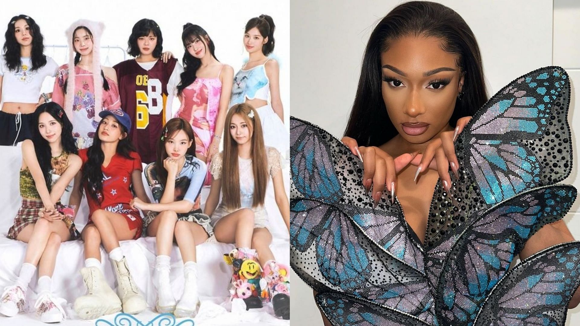 Fans rejoice as TWICE confirmed to feature on Megan Thee Stallion&rsquo;s &lsquo;Mamushi&rsquo; remix ver. (Image via @twicegram/Instagram and @megantheestallion/Instagram)