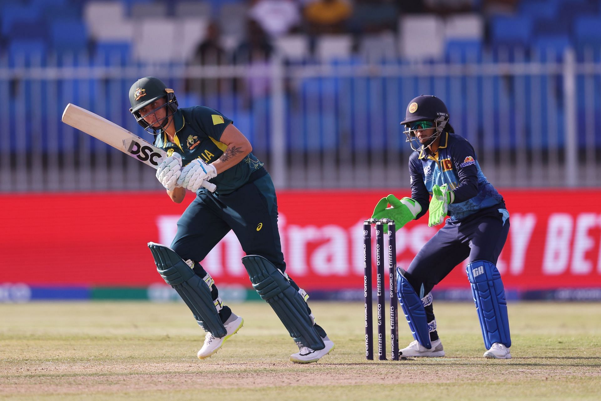 Ashleigh Gardner in action with the bat against Sri Lanka.