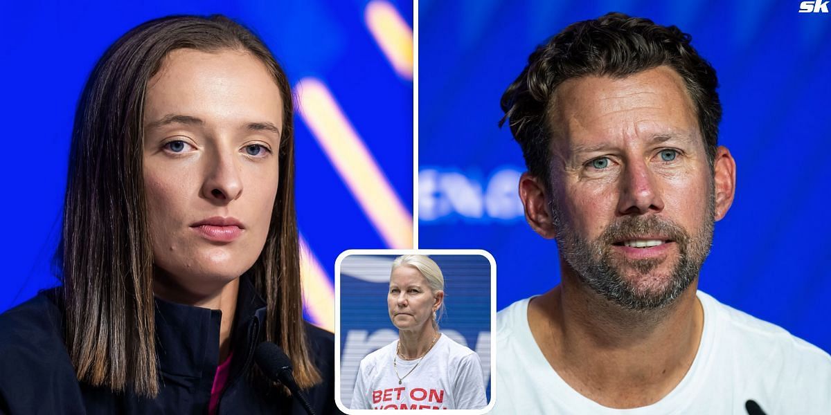 Iga Swiatek (L), Wim Fissette (R) &amp; Rennae Stubbs (inset) [Image Source: Getty Images]