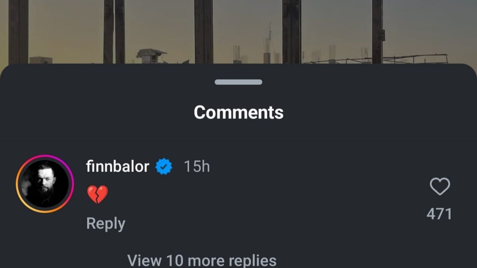 Screengrab of Balor&#039;s comment [Image source: Zayn&#039;s Instagram handle]