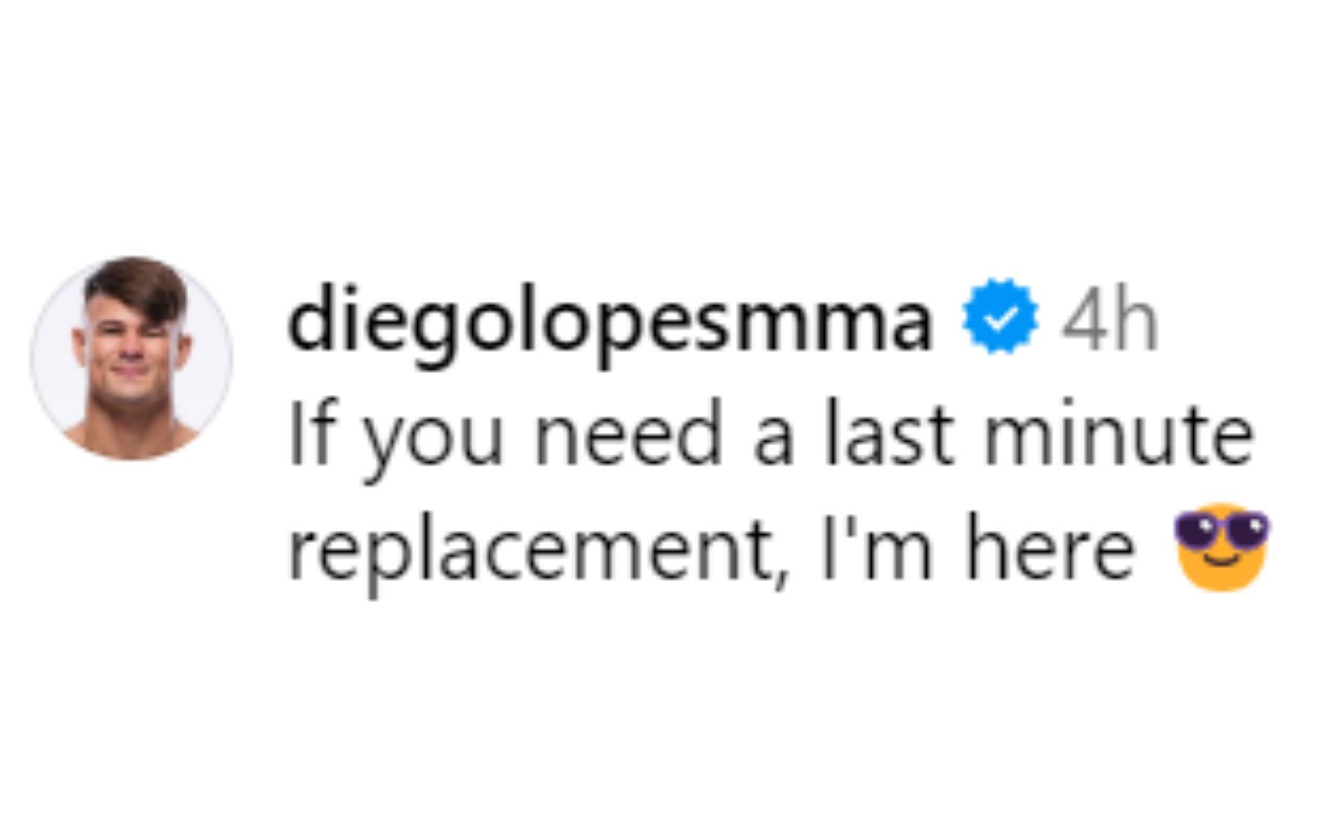 Diego Lopes&#039; comment