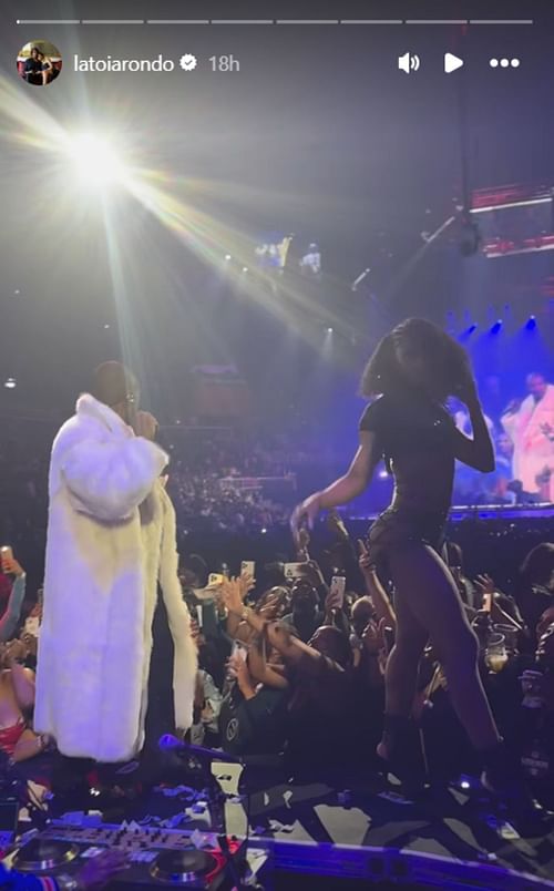 Latoia shares a video of Usher's concert (Image: @latoiarondo IG)