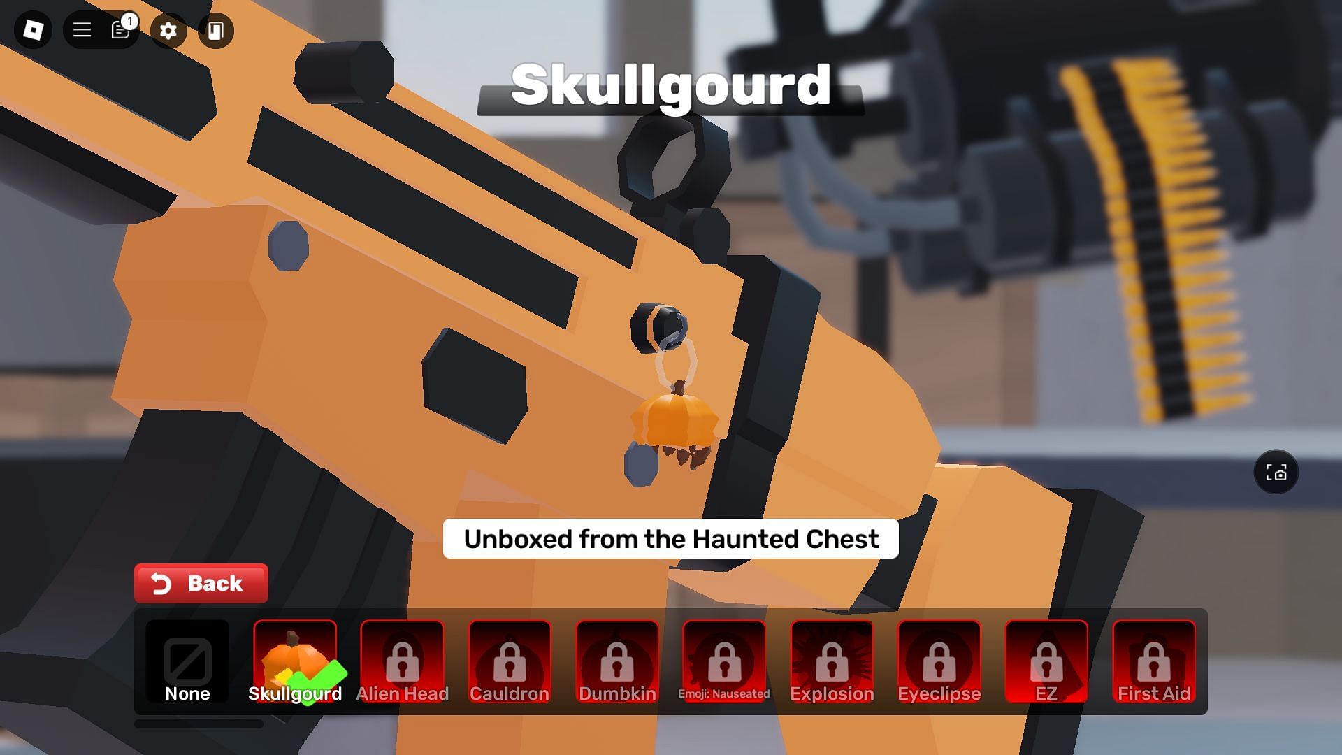 Skullgourd, a Haunted Chest Charm (Image via Roblox)