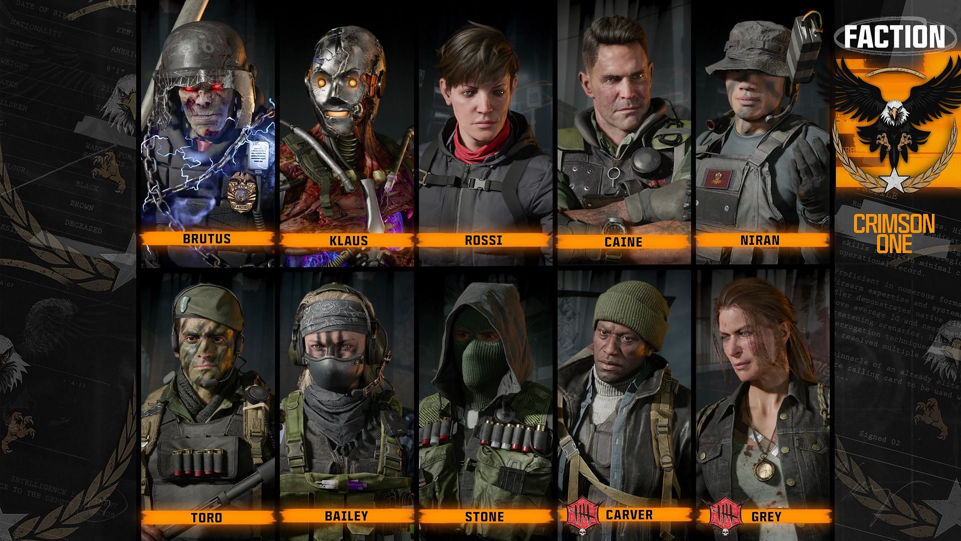 All the Operators from the Crimson One faction in Black Ops 6 (Image via Activision)