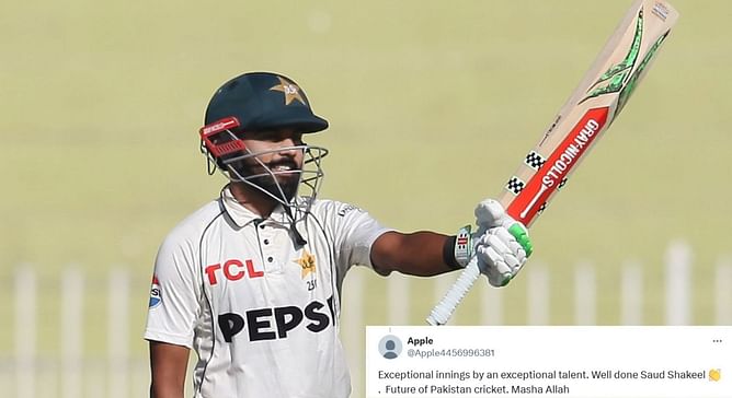 "Exceptional innings by an exceptional talent" - Fans erupt as Saud Shakeel smashes century in 2024 3rd PAK vs ENG Test