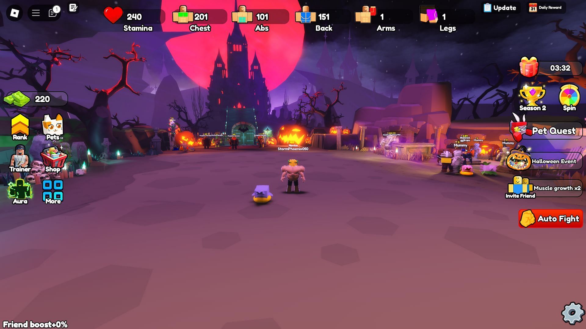 This is the new Halloween map in Gym Star Simulator (Image via Roblox)