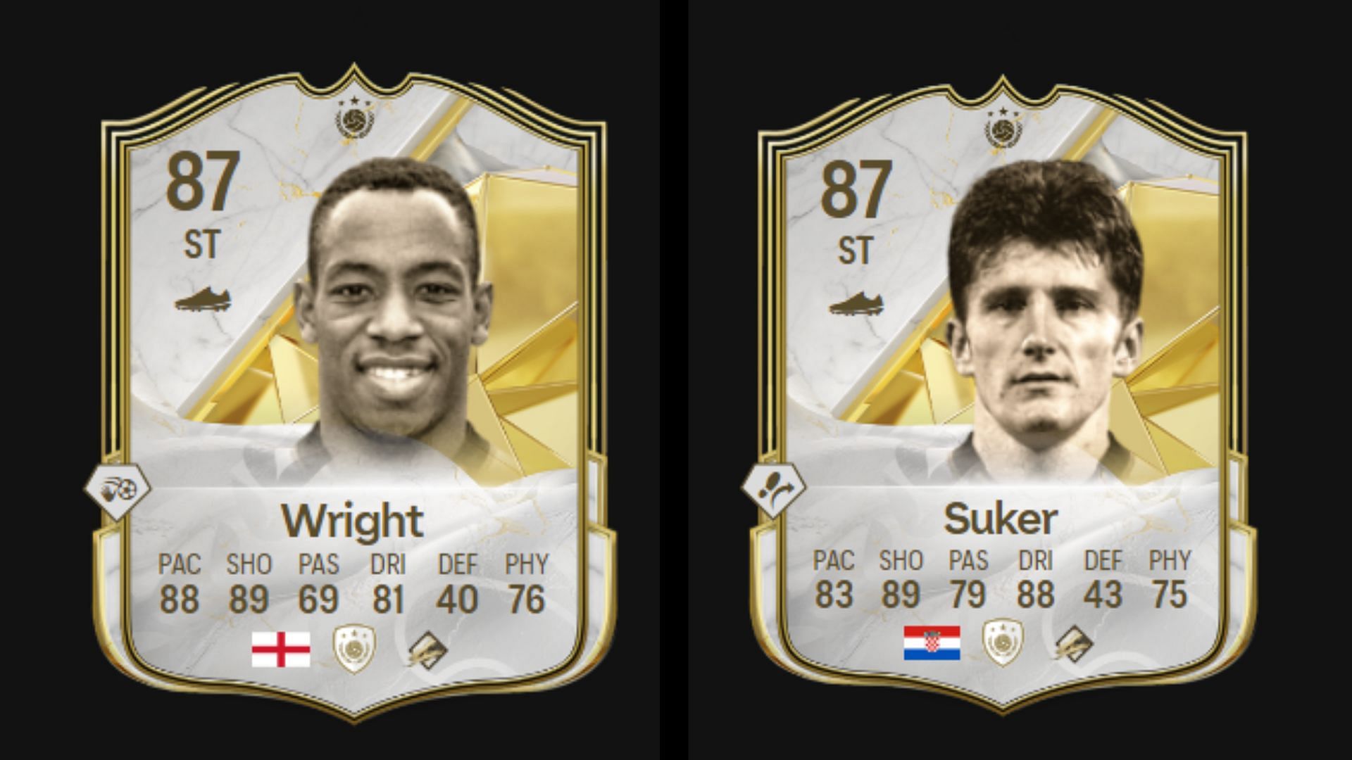 Ian Wright and Davor Suker&#039;s Icon cards (Images via FUTWIZ || EA Sports)