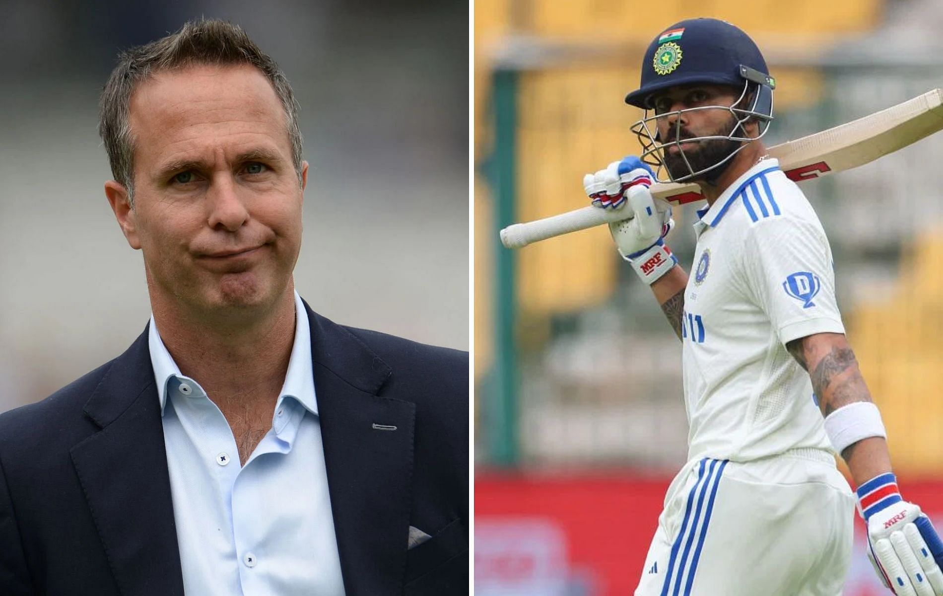 Michael Vaugahan (L) trolled India for their dismal batting performance in Bengaluru Test. (Pics: Getty)