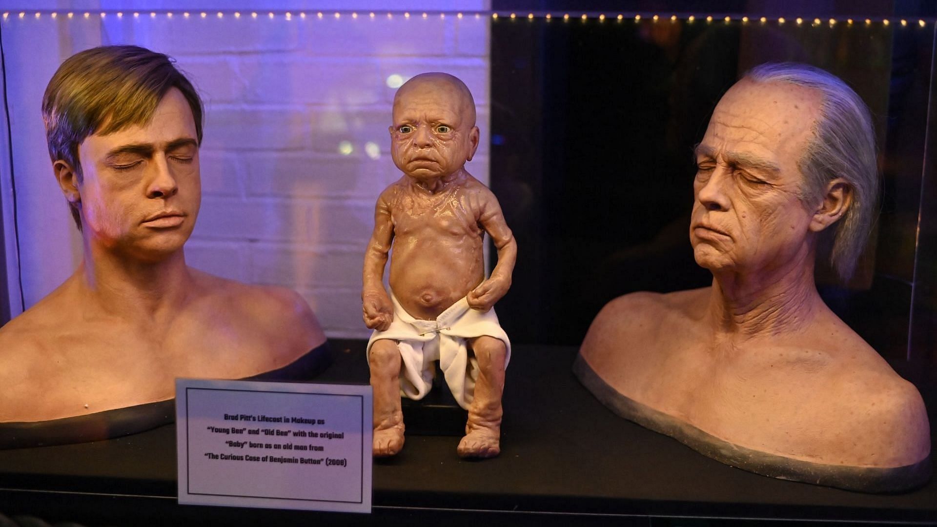 Original props and movie art of Brad Pitt in &quot;The Curious Case of Benjamin Button&quot; at the opening of Rich Correll&#039;s &quot;Icons Of Darkness&quot; VIP celebration on October 20, 2021, in Hollywood, California. (Image via Getty/Michael Tullberg)