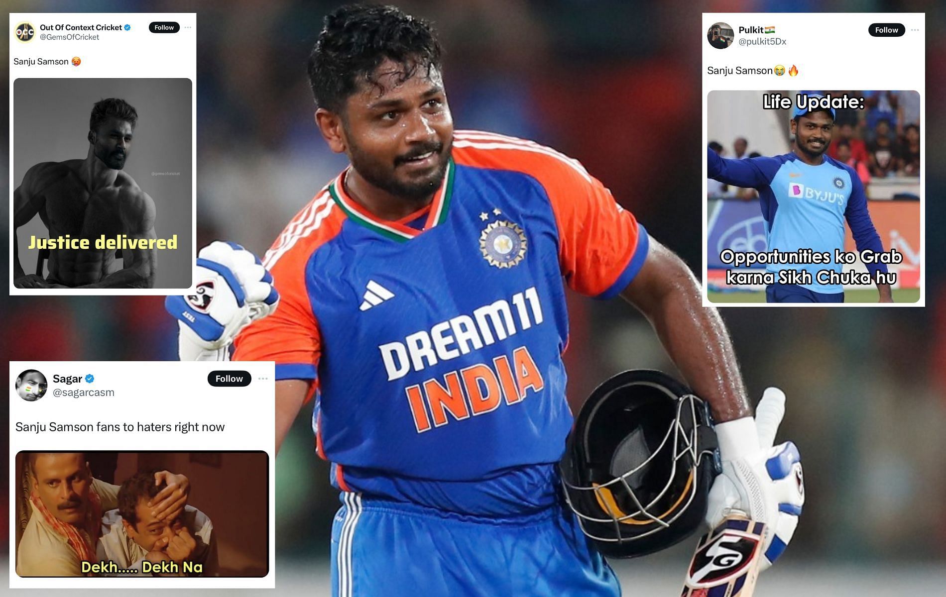 Sanju Samson scored scored 111 runs off 47 balls. (Pics: X) 