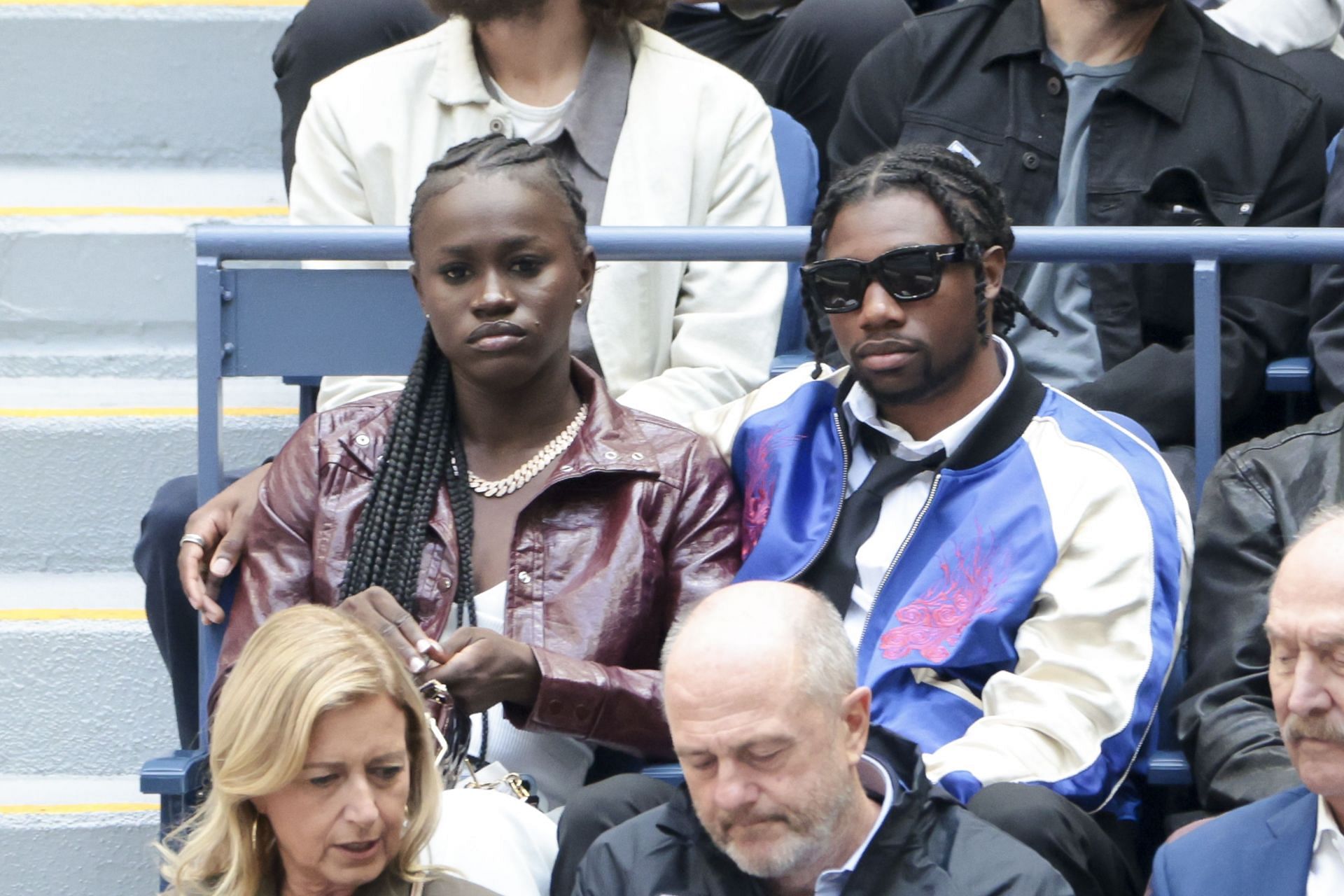 Noah Lyles and Junelle Bromfield attend the 2024 US Open Tennis Championships in Flushing Meadows, Queens, New York City. (Photo by GC Images)