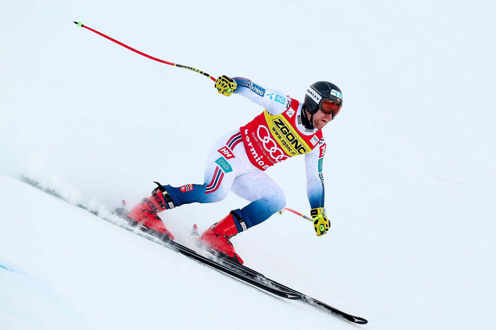 Aleksander Kilde of Norway in action during the Audi FIS Alpine Ski World Cup men&#039;s downhill training in Bormio, Italy. (Photo by Getty Images)