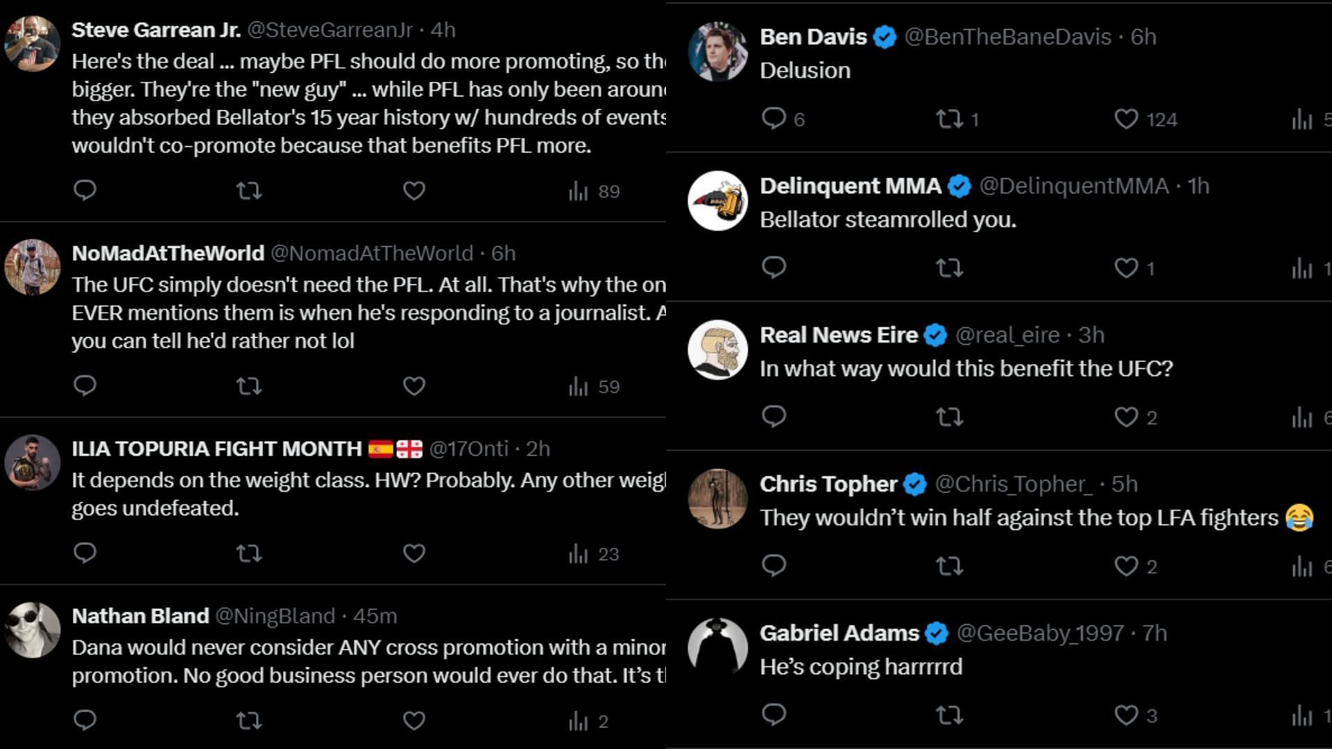 Fan reactions to MMA Fighting&#039;s tweet.