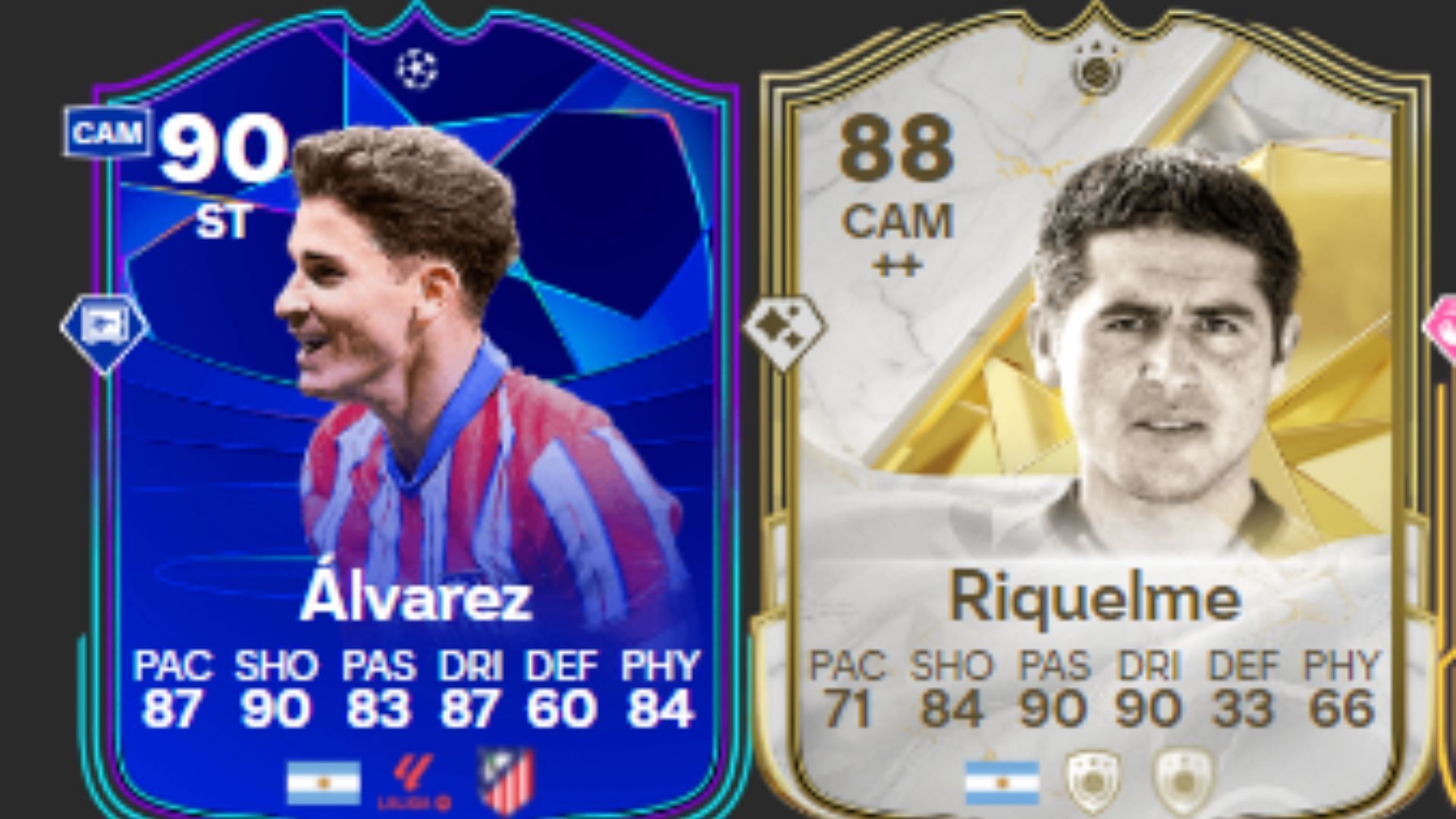 Alvarez and Riquelme player cards (Image via EA Sports/FUTBIN)