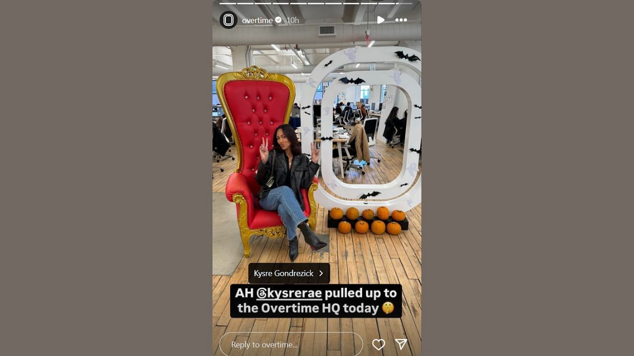 Overtime shouts out Kysre Gondrezick on their IG story. (Credits: @overtime/Instagram)