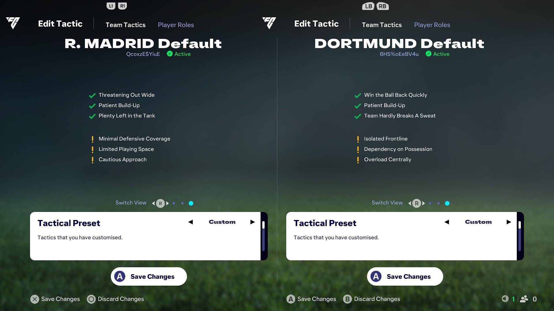 The playing style of the two teams (Image via EA)