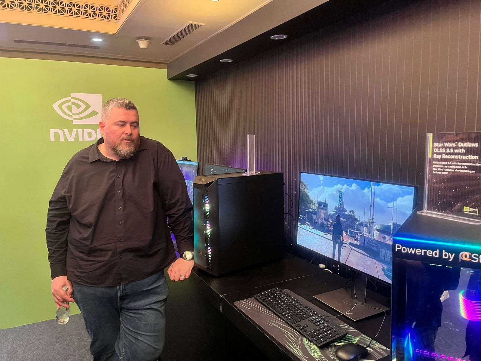 John showcased Star Wars Outlaws running with DLSS, which reminded me I need to finish the game (Image via Nvidia || Sportskeeda)