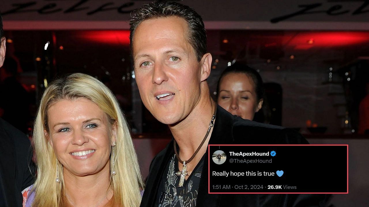 In Picture: Michael Schumacher and his wife Corinna Schumacher. Credit: Getty Images. Fan reaction by: x.com/TheApexHound