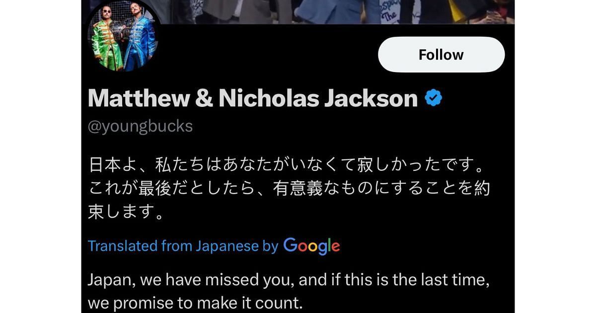 The Young Bucks' latest X/Twitter bio