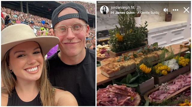 Patrik Laine and Jordan Leigh celebrate Canadian Thanksgiving with Nick Suzuki and Caitlin Fitzgerald [via IG/@jordanleigh.fit]