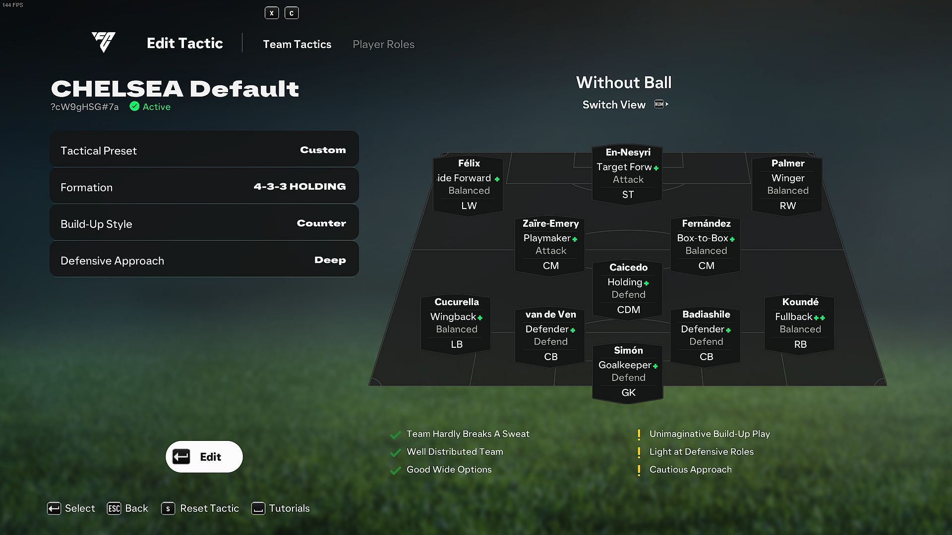 Custom tactics for recreating the team (Image via EA)