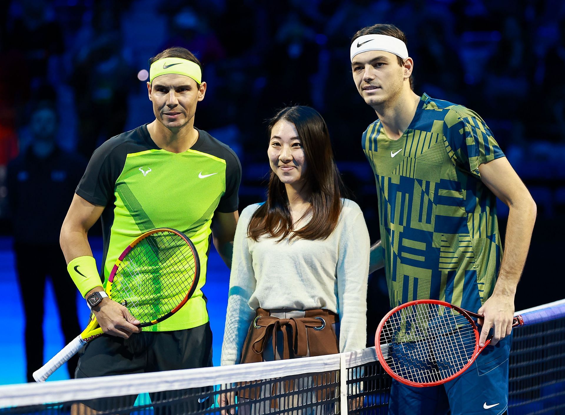 Rafael Nadal (L) and Taylor Fritz (R) at the 2023 ATP Finals (Image: Getty)