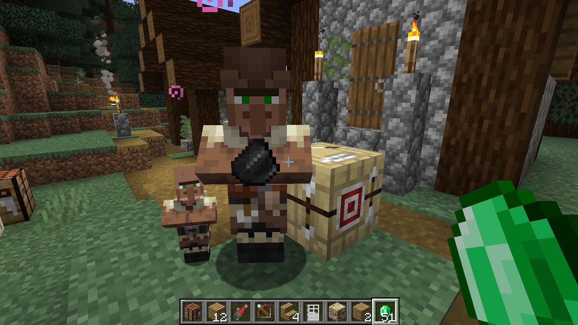 A positive reputation reduces the cost of trade (Image via Mojang Studios)