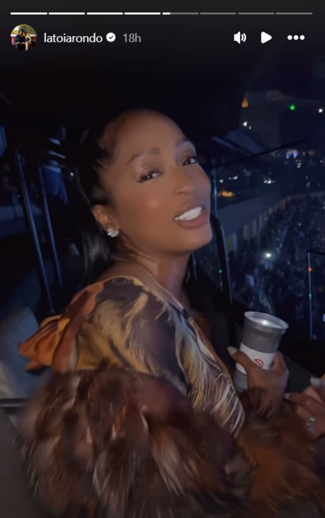 Latoia shares video of her singing along at Usher concert (Image: @latoiarondo IG)