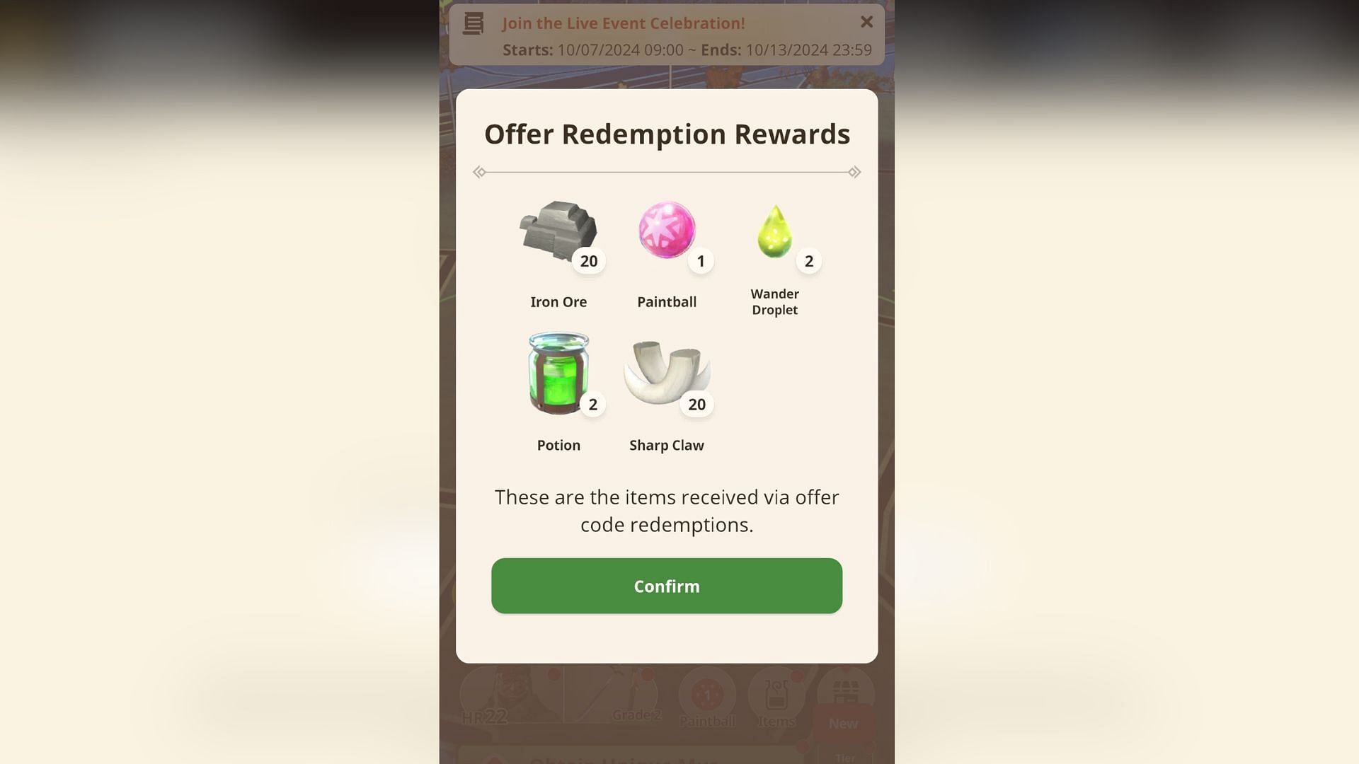 You can get free in-game items by redeeming the codes. (Image via Niantic)