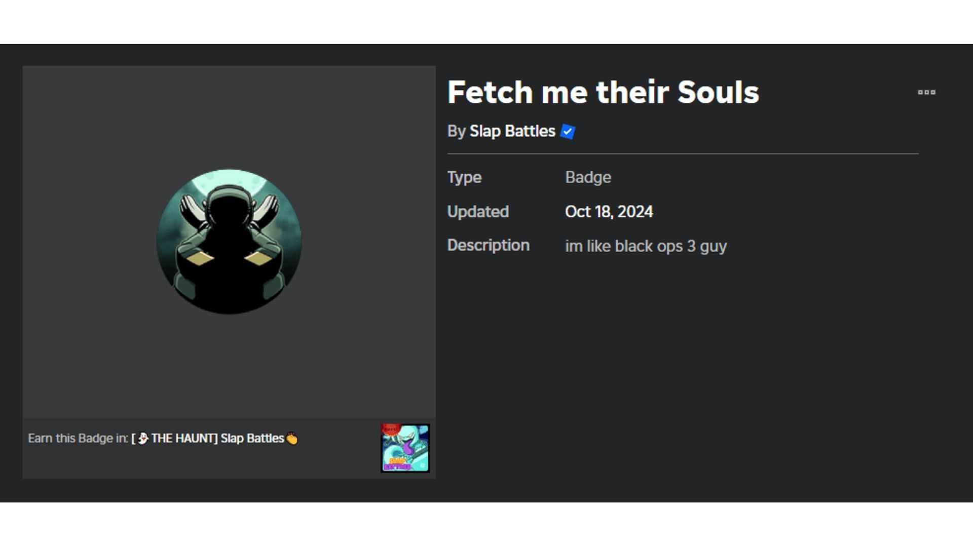 Fetch me their Souls Badge (Image via Roblox)