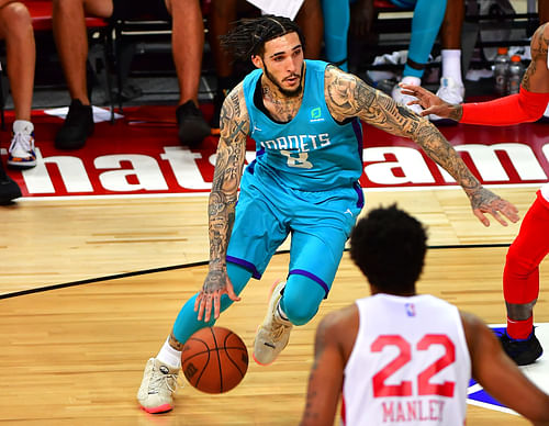 LiAngelo Ball dribbles during an NBA Summer League game against the Chicago Bulls at Thomas & Mack Center. Photo Credit: Imagn