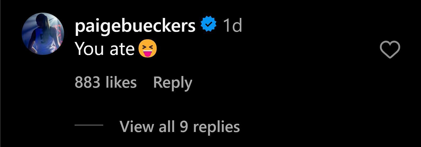 Bueckers commented on KK&#039;s IG post