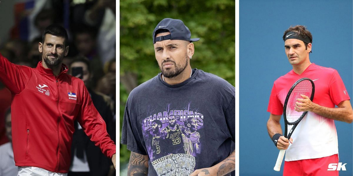 Novak Djokovic (L), Nick Kyrgios (C) and Roger Federer (R); ( Source - Getty Images)