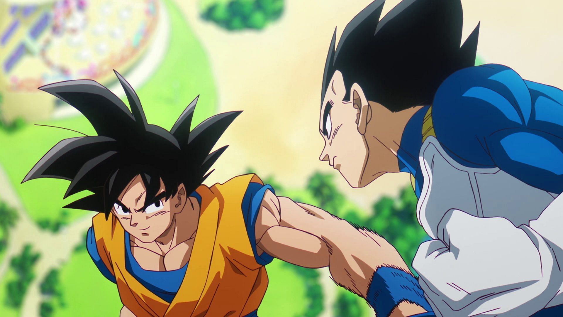 Goku and Vegeta sparring in the latest episode (Image via Toei Animation).