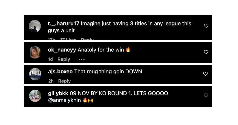 Screenshot of fans&#039; comments. [ONE Championship/Instagram, screenshot]