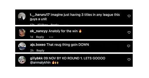 Screenshot of fans' comments. [ONE Championship/Instagram, screenshot]