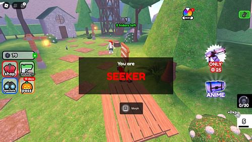 Eliminate all the Hiders to win as a Seeker (Image via Roblox)