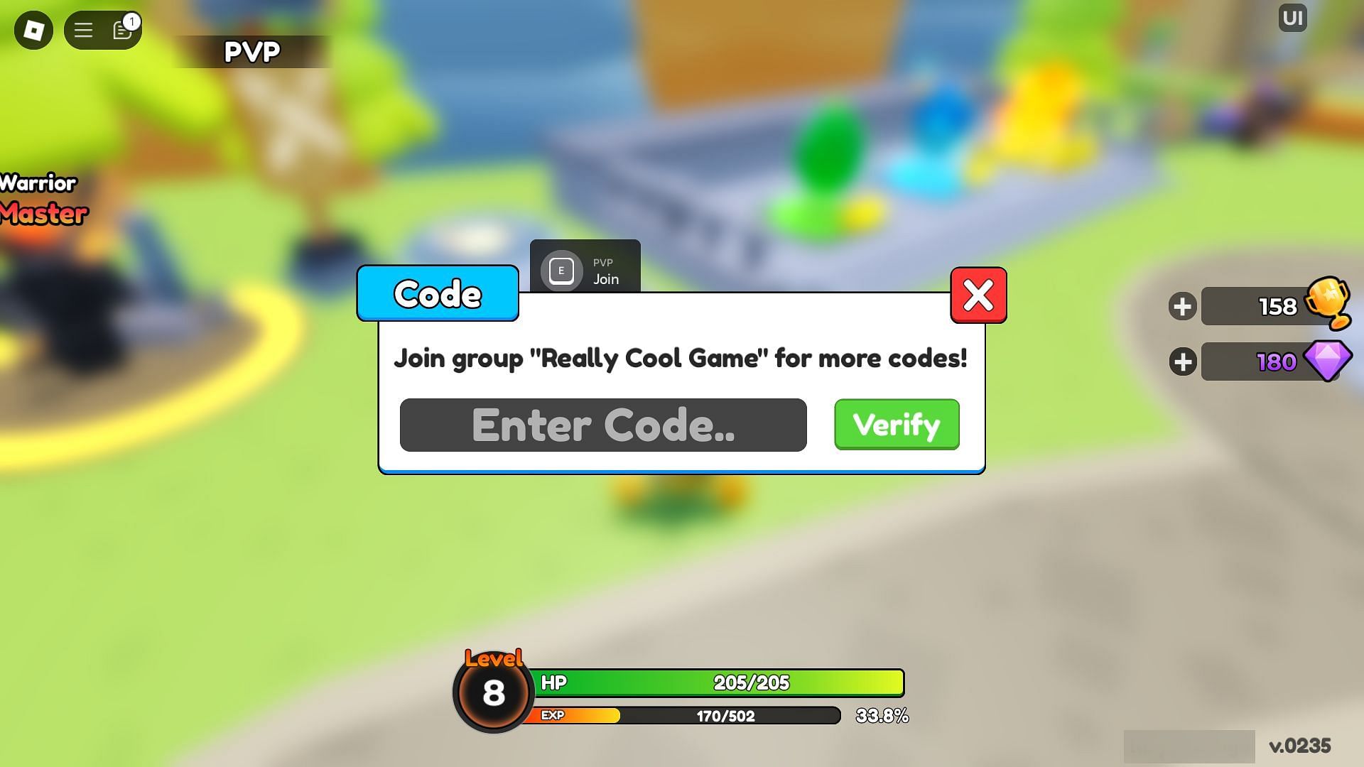 Active codes in Weapon Warrior Simulator (Image via Roblox)