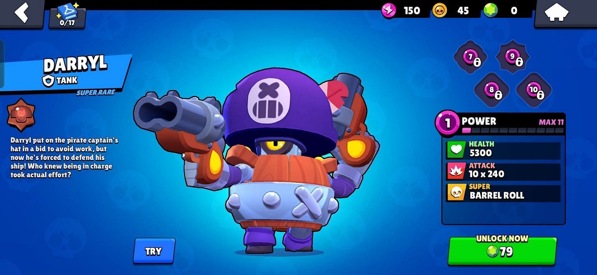 Darryl can be unlocked with 79 gems (Image via Nuverse)