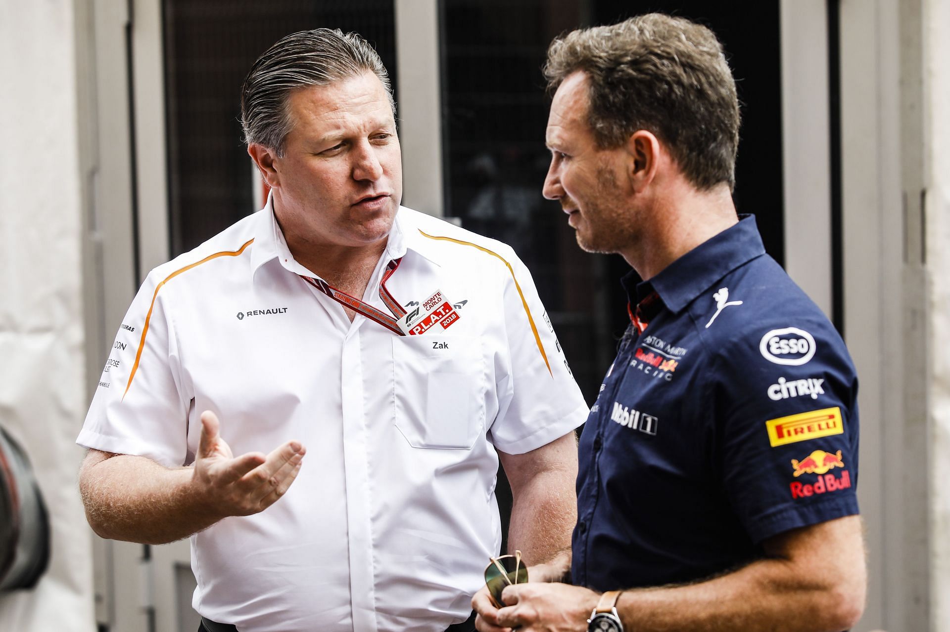 Zak Brown talking to Christian Horner during the Monaco Formula One Grand Prix at Monaco. Source: Getty Images