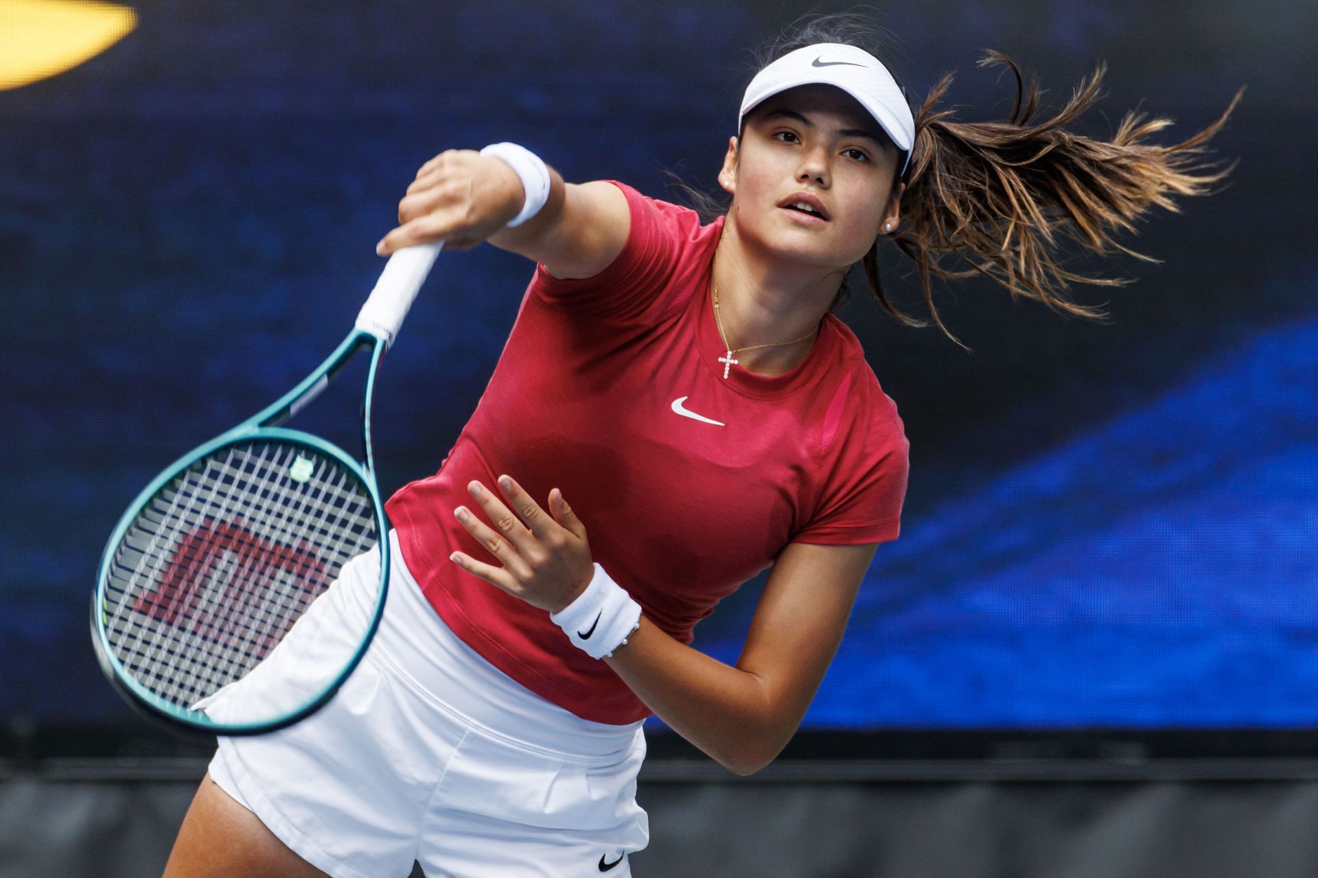 Emma Raducanu pictured playing a shot [Image Source: Getty Images]