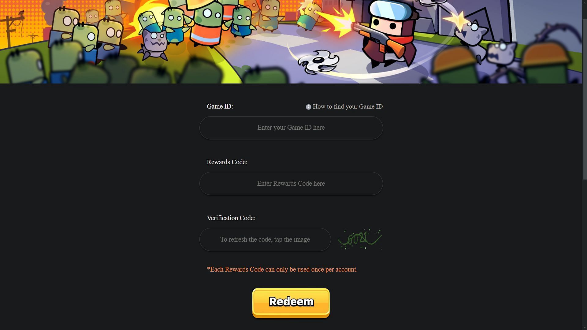 Survivor.io code redemption page (Image via Habby)