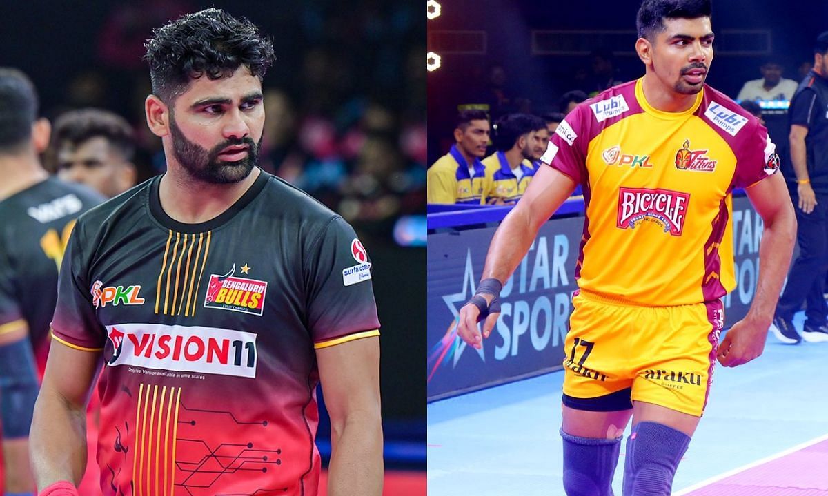 परदीप नरवाल और पवन सेहरावत (Photo Credit - @BengaluruBulls/@Telugu_Titans)