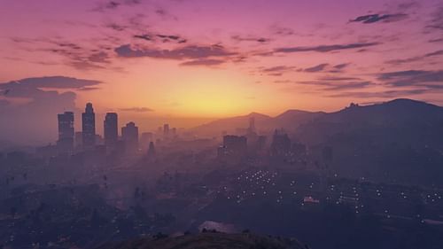 Los Santos' skyline at sunset (Image via Reddit/u/Adventurous-West-134)