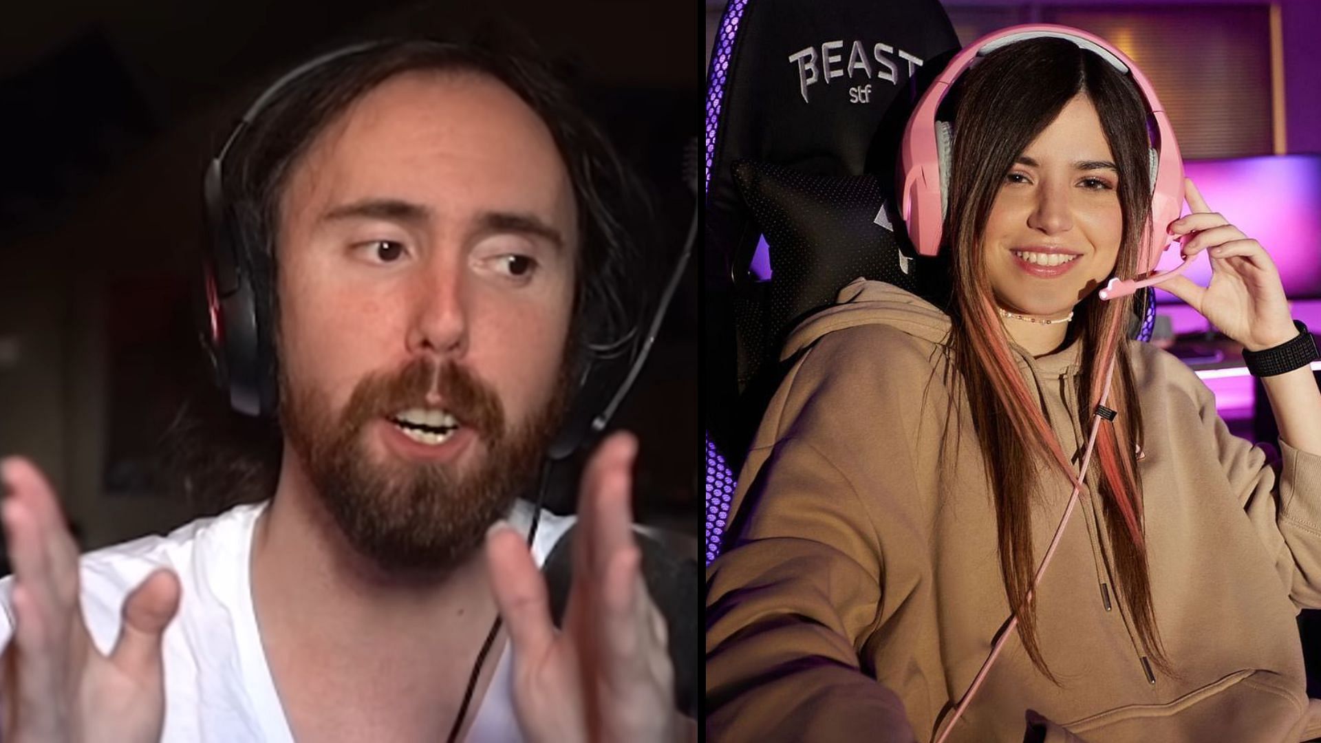 Asmongold says he was an &quot;a**hole&quot; about Samantha Rivers winning Streamer of the Year (Image via Asmongold Clips/YouTube, Samantha Rivers/Instagram)